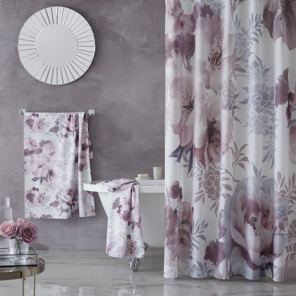 Catherine Lansfield Dramatic Floral Shower Curtain Blush | Bed Sava