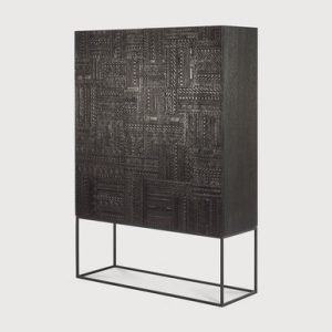 Ethnicraft Carved Off Black Cabinet Tabwa | Bed Sava