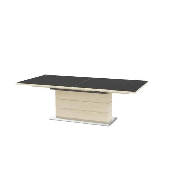 Skovby 30 Height Adjustable Dining Table solid white oiled oak + black nano top