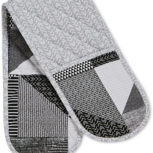 Catherine Lansfield Larsson Geo Cotton Kitchen Double Oven Glove | Bed Sava