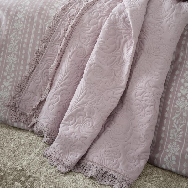 Bridgerton By Catherine Lansfield Silhouette Floral Lace Bedspread Pink | Bed Sava