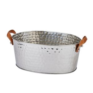 Silver Large Leather Handled Champagne Cooler | Bed Sava
