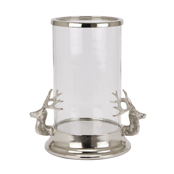 Silver Stag Heads Hurricane Lantern | Bed Sava