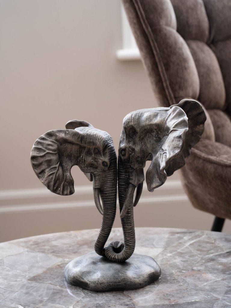 Kariba Cast Aluminium Nuzzling Elephants Sculpture | Bed Sava