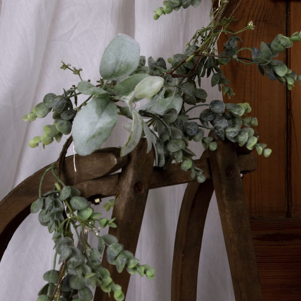 LED Winter Garland With Eucalyptus And Lambs Ear | Bed Sava