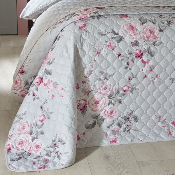 Catherine Lansfield Canterbury Floral Reversible Quilted Bedspread | Bed Sava