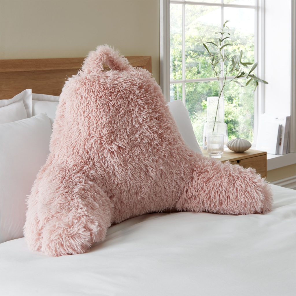 Catherine Lansfield Cuddly Deep Pile Faux Fur High Back Cuddle Cushion Back Rest