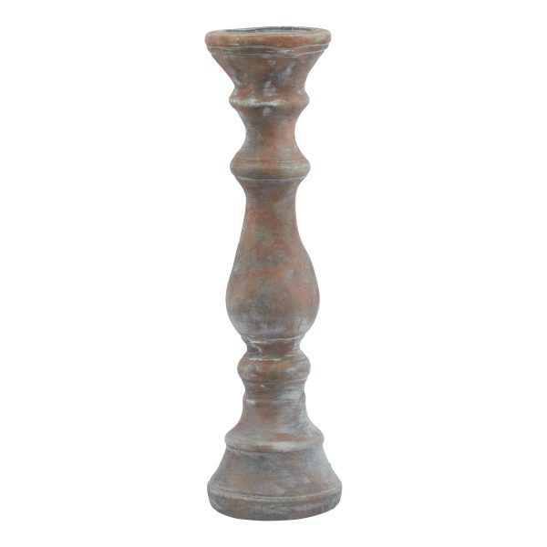Siena Large Brown Column Candle Holder | Bed Sava