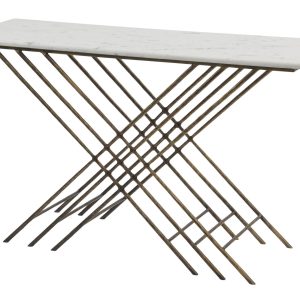 Nolita White Marble And Antique Gold Console Table | Bed Sava