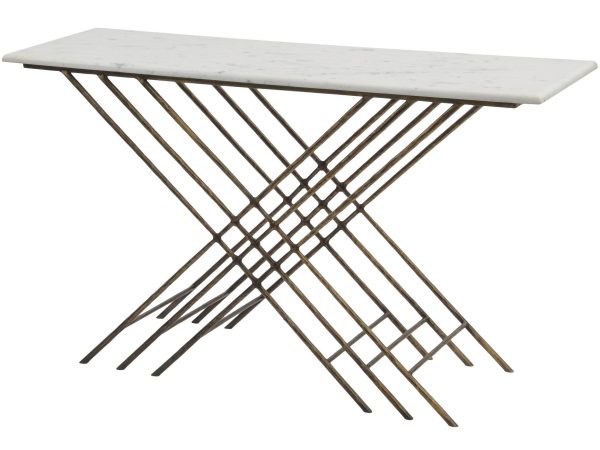Nolita White Marble And Antique Gold Console Table | Bed Sava