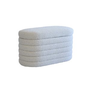 Ofali Storage Ottoman Stool White  Andrew Martin Other Fabric | Bed Sava
