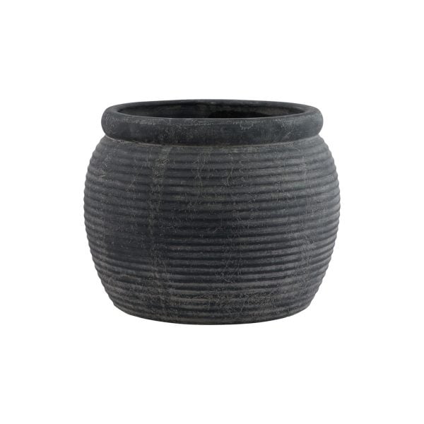 Amalfi Grey Rimmed Plant Pot | Bed Sava