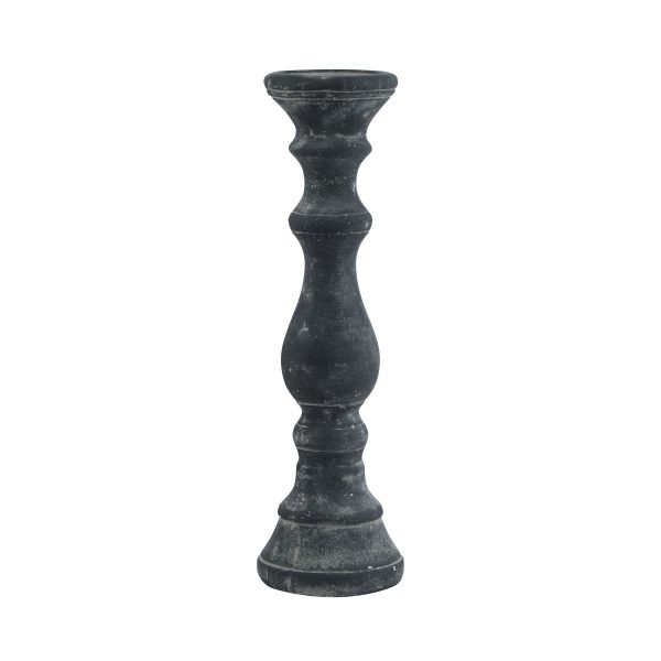 Amalfi Large Grey Column Candle Holder | Bed Sava