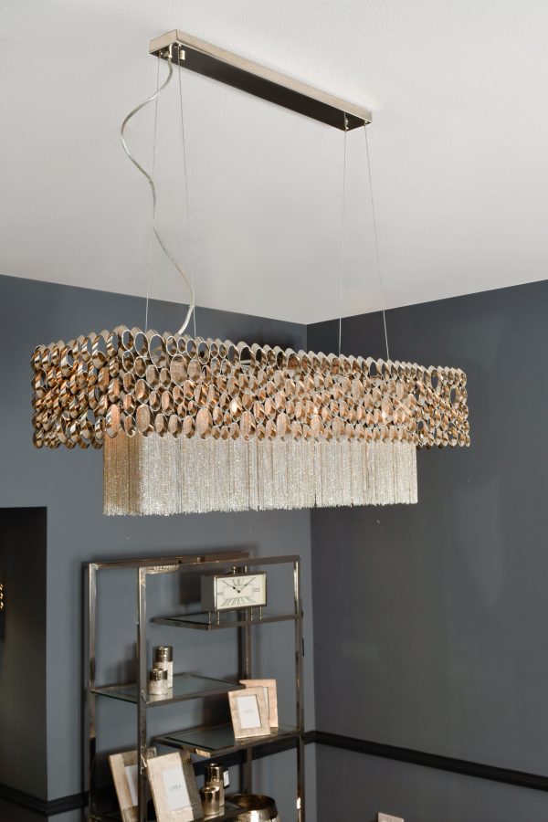 Venus Nickel Rectangular Chandelier G9 40W | Bed Sava