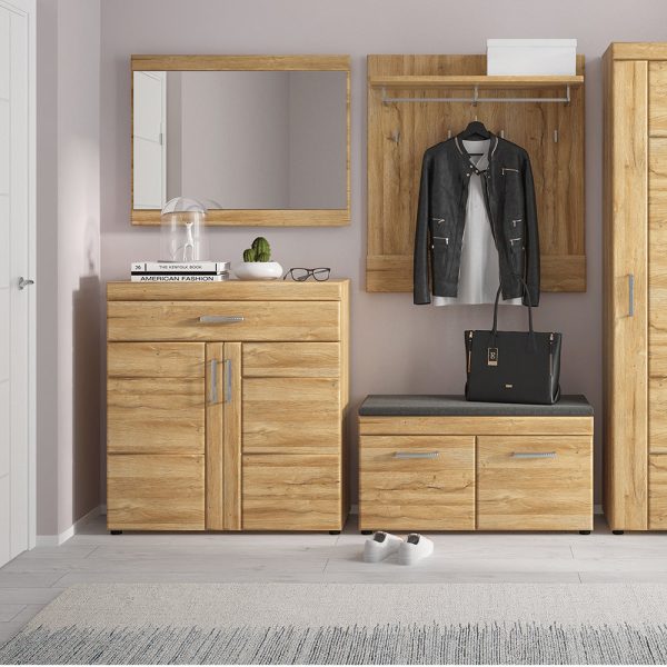 Cortina 2 Door Shoe Cabinet in Grandson Oak | Bed Sava