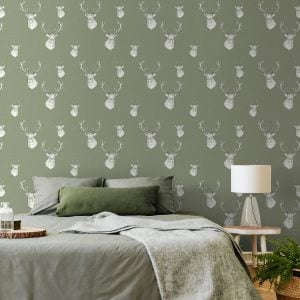 Catherine Lansfield Stag Wallpaper | Bed Sava