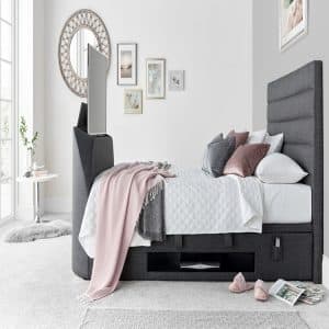 Kaydian Medway TV Media Ottoman Bed super king 6ft 180×200 cm pendle slate grey | Bed Sava