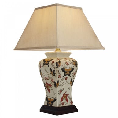 Pair of Oriental Jar Table Lamps - Butterfly
