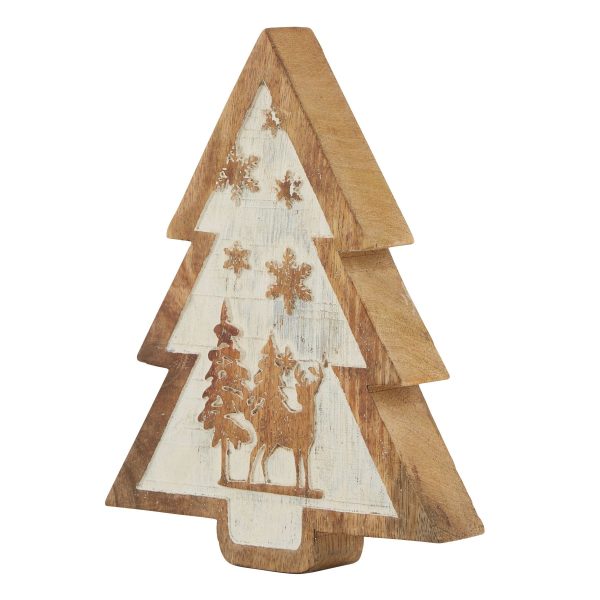 Natural Wooden Snow Scene Tree Decoration | Bed Sava