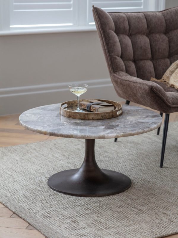 Bosworth Round Smokey Quartz Coffee Table 80cm | Bed Sava