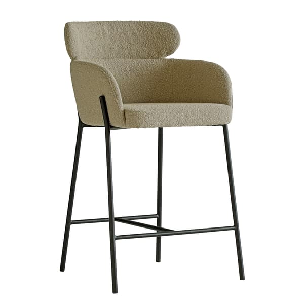Harry Bar Stool, Bar Stool, Brown/Dark Neutral/Gold - Andrew Martin Boucle & Other Fabric