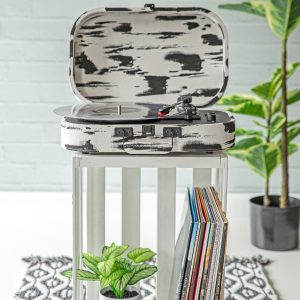 Crosley Discovery Portable Turntable Black  White | Bed Sava