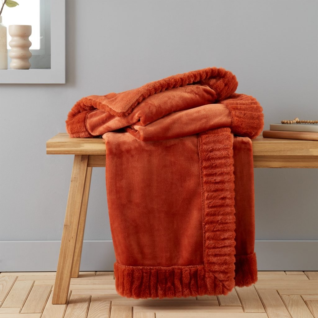 Catherine Lansfield Velvet and Faux Fur Soft Touch Blanket Throw