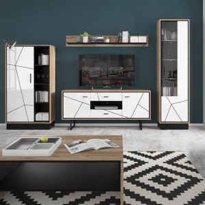 Brolo 167cm Wall Shelf with a Walnut and Dark Panel Finish | Bed Sava