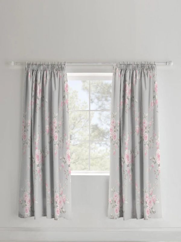 Catherine Lansfield Canterbury Floral Lined Pencil Pleat Curtains Two Panels | Bed Sava