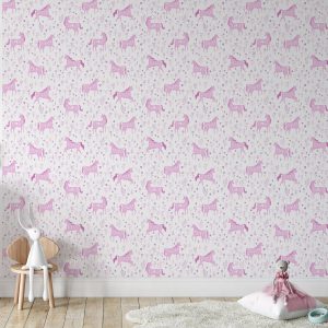 Catherine Lansfield Folk Unicorn Wallpaper | Bed Sava