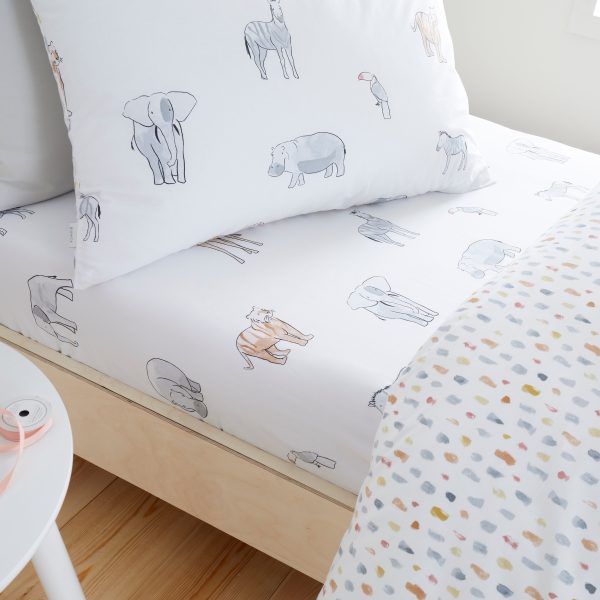 Bianca Zoo Animals Cotton Fitted Sheet | Bed Sava