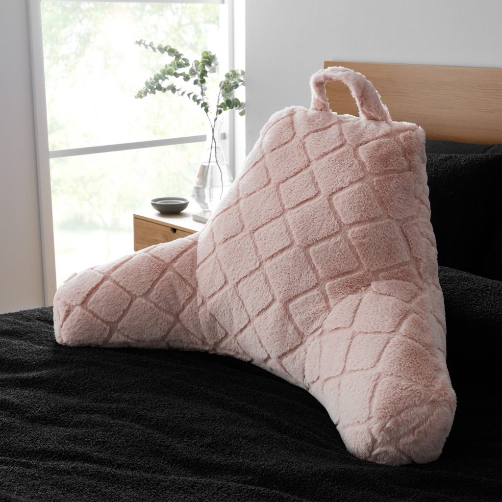 Catherine Lansfield Cosy Diamond Faux Fur High Back Cuddle Cushion Back Rest