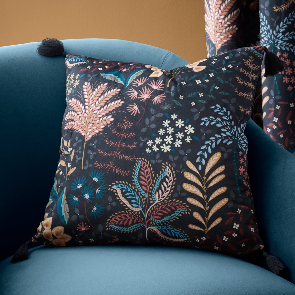 Catherine Lansfield Exotic Leaves Soft Recycled Polyester Velour  Cushion