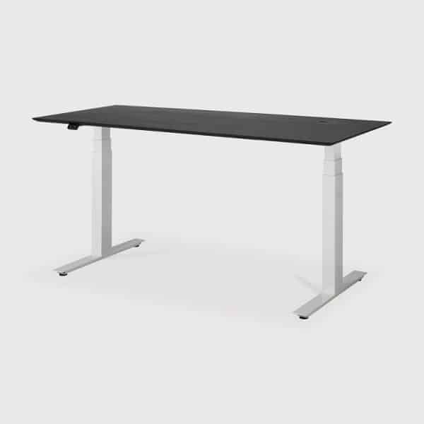 Height Adjustable Oak Desk Bok black tainted varnished oak 140 x 70 x 64 130 white | Bed Sava