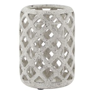 Grey Stone Effect Hurricane Lantern | Bed Sava