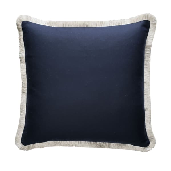 York Navy/Alezio, Sustainable Feather, Cushion - Andrew Martin Sophie Paterson With Trim/Fringe & Wool & Wool Blend Plain & Plain Texture