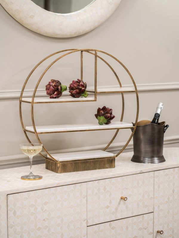 Belvedere Aged Gold Multi Tier Buffet Stand Large | Bed Sava