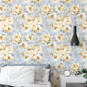 Catherine Lansfield Dramatic Floral Wallpaper | Bed Sava