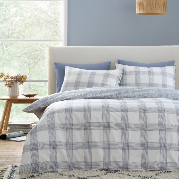 Bianca Marlow Check 200 Thread Count Cotton Percale Reversible Duvet Cover Set | Bed Sava