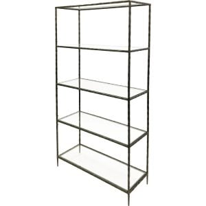 Patterdale Hand Forged Shelving Unit Table Dark Bronze with Glass Shelves | Bed Sava