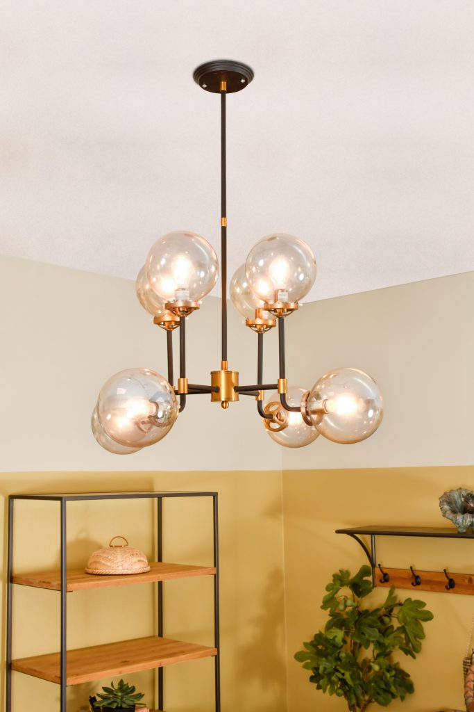 Mercer Glass Bubble Black And Brass Chandelier - E14 25W