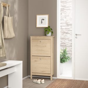 Barcelona Shoe Cabinet 2 Flap Doors in Jackson Hickory Oak | Bed Sava
