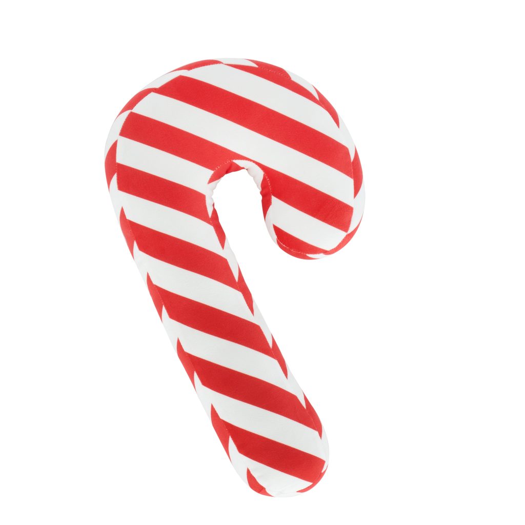 Catherine Lansfield Christmas Candy Cane Fleece Shaped Cushion | Bed Sava
