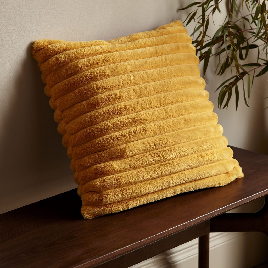 Catherine Lansfield Cosy Ribbed Faux Fur Soft Touch Cushion | Bed Sava