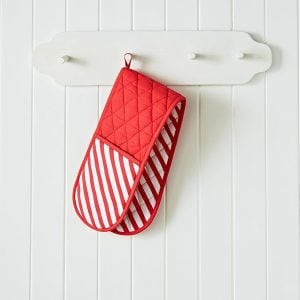 Catherine Lansfield Christmas Candy Cane Cotton Kitchen Double Oven Glove | Bed Sava