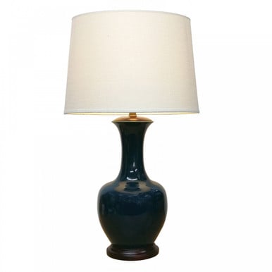 Pair of Oriental Table Lamps - Teal Tea Bottle by Mandarin Arts - New