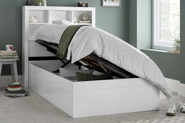 Zo Wooden Ottoman Storage Bed Bedmaster White Single | Bed Sava