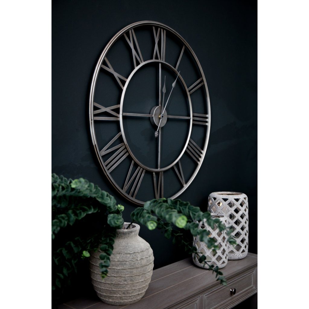 Large Silver Foil Skeleton Wall Clock | Bed Sava