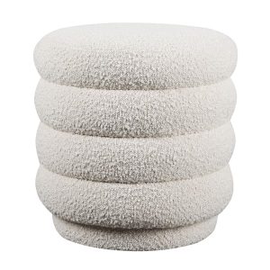 Dura Ottoman Ottoman WhiteLight Neutral  Andrew Martin Boucle  Other Fabric | Bed Sava