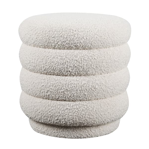 Dura Ottoman, Ottoman, White/Light Neutral - Andrew Martin Boucle & Other Fabric